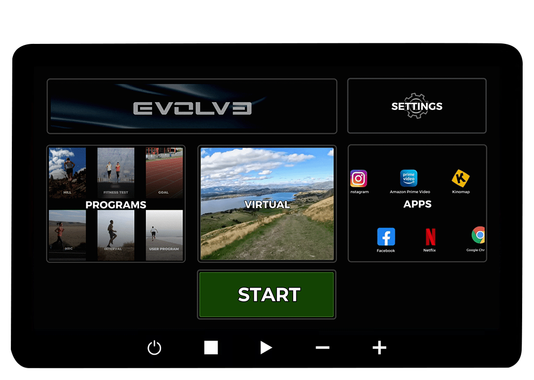 Evolve Prime Series treniruočių ekranas